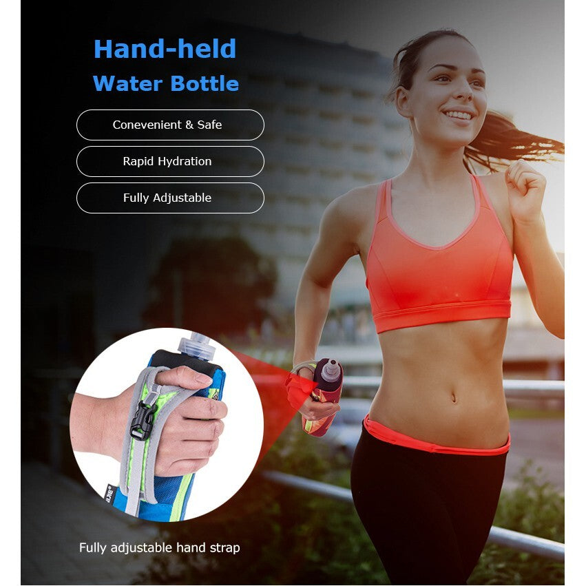 Aonijie BLUE HANDHELD WATER BOTTLE POUCH and Phone Case with 500ml SOFT FLASK