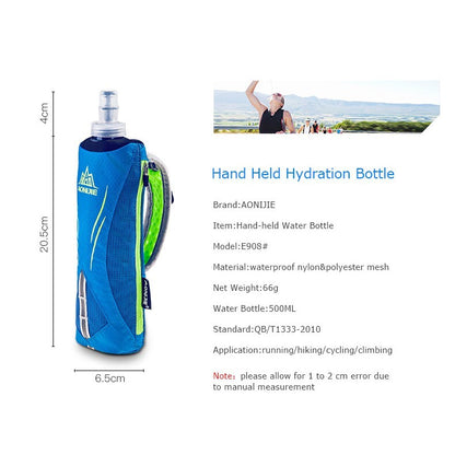 Aonijie BLUE HANDHELD WATER BOTTLE POUCH and Phone Case with 500ml SOFT FLASK