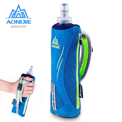 Aonijie BLACK HANDHELD BOTTLE POUCH and Phone Case with 500ml SOFT WATER FLASK