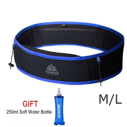 Aonijie Slim Waist Belt with 250ml Soft Flask - BLACK BLUE M/L