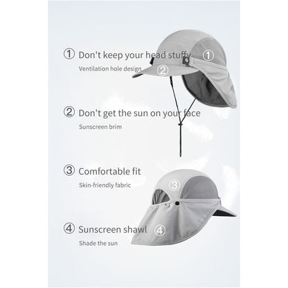Aonijie KHAKI SUN PROTECTION CAP with Detachable Neck Flap Cover