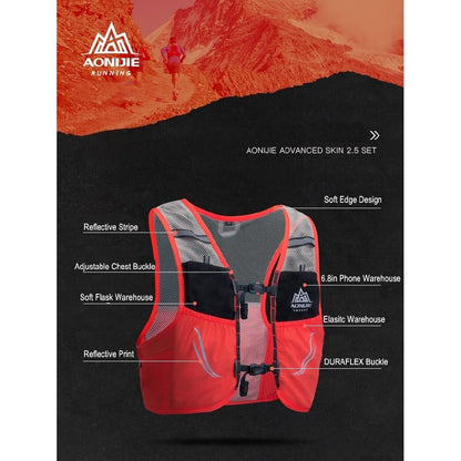 Aonijie 2.5L Hydration Backpack Running Vest - ORANGE M/L (Vest only)