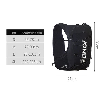 Aonijie 10L Trail Running Vest Backpack - BLACK WHITE LARGE - C9116