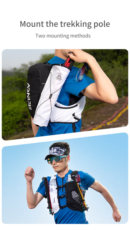 Aonijie 10L Trail Running Vest Backpack - BLACK WHITE LARGE - C9116