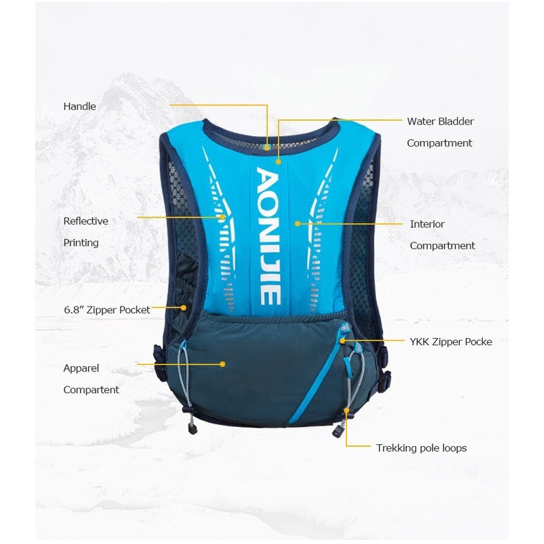 Aonijie 5L Running Vest Hydration Backpack - BLACK - C9102S (Vest Only)