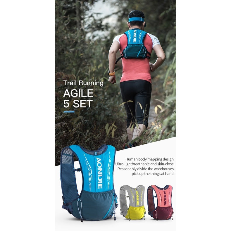 Aonijie 5L Running Vest Hydration Backpack - BLACK - C9102S (Vest Only)