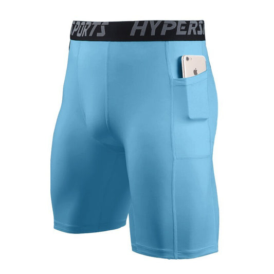 MEN'S COMPRESSION RUNNING SHORTS - LIGHT BLUE