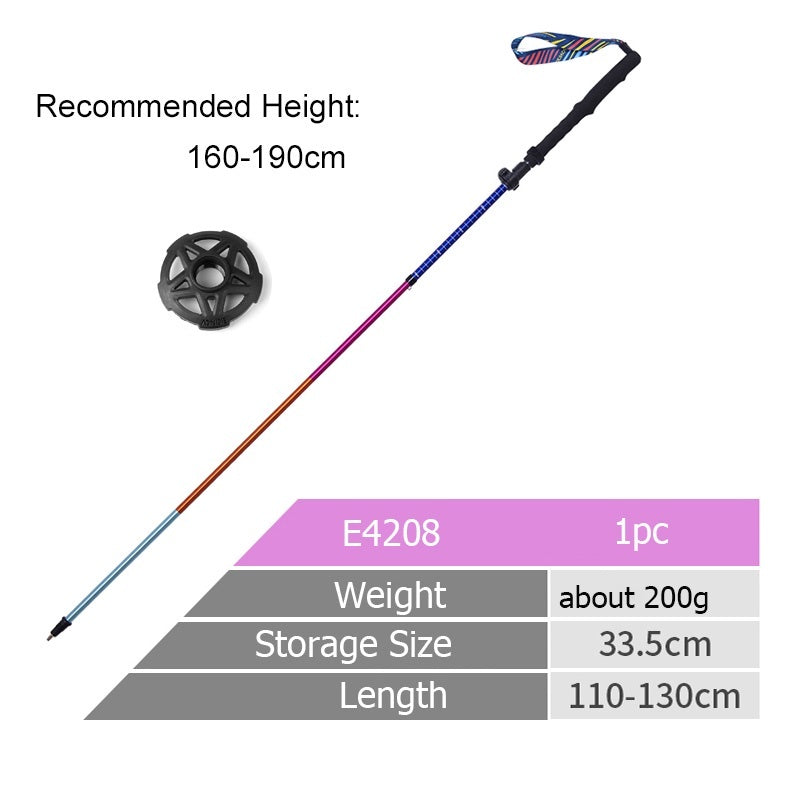 Aonijie Running Trekking Pole Aluminum Alloy Hiking Sticks Adjustable E4208 - 1 PC 110-130cm RAINBOW