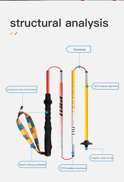 Aonijie Trekking pole E4207 - 1 PC 120cm RED YELLOW