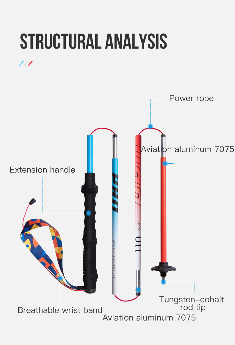 Aonijie Trekking pole E4207 - 1 PC 120cm BLUE RED – ATIS.ph