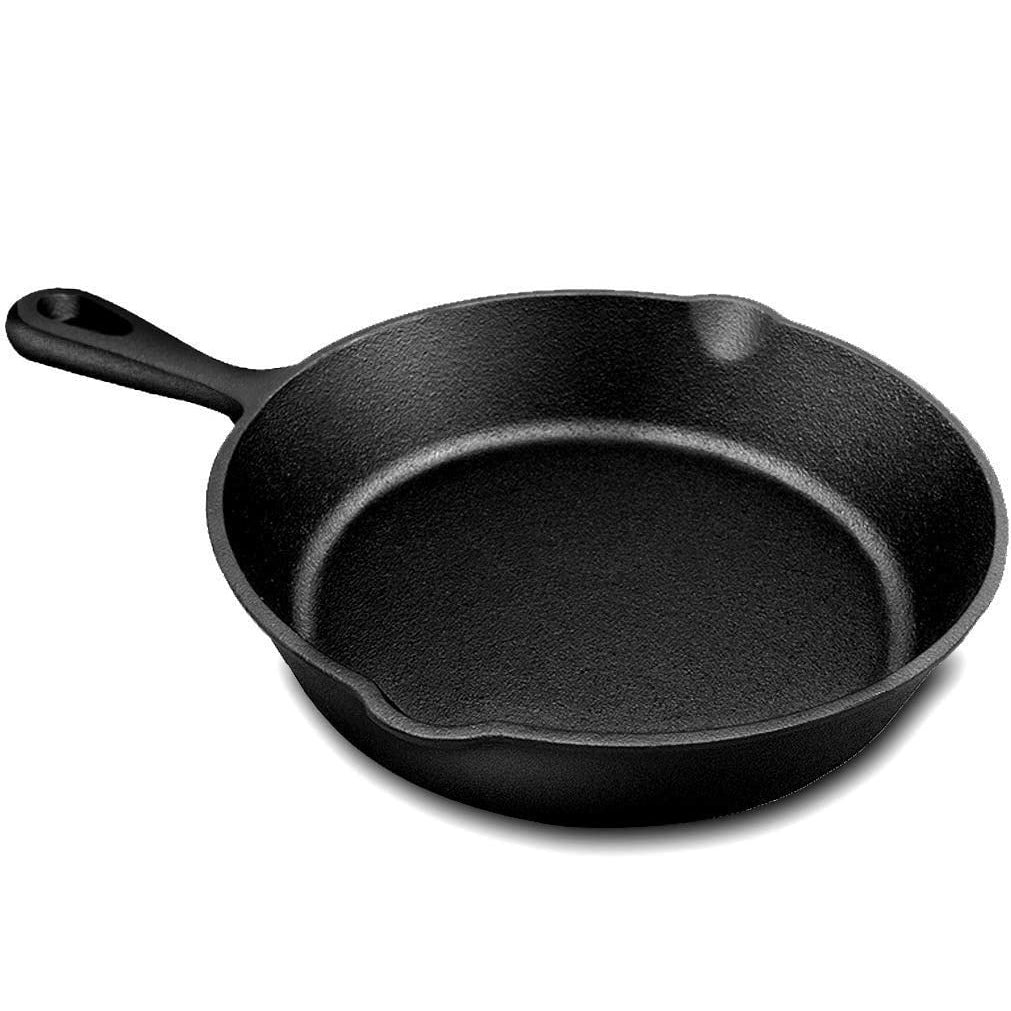 Pre Seasoned CAST IRON SET - 3 pans with 2 glass lids