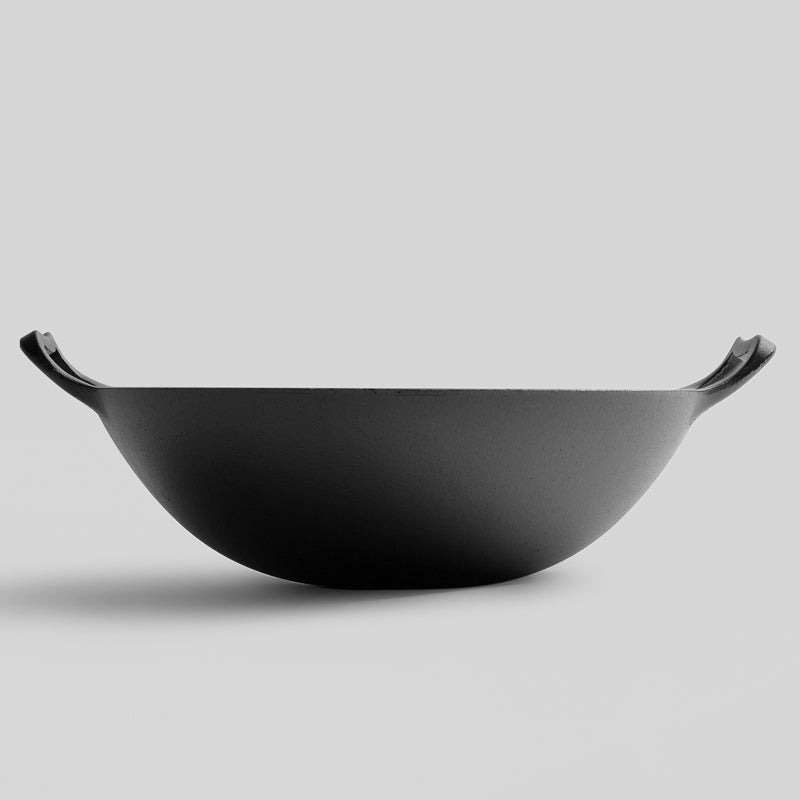 Pre Seasoned CAST IRON WOK 36cm with glass lid