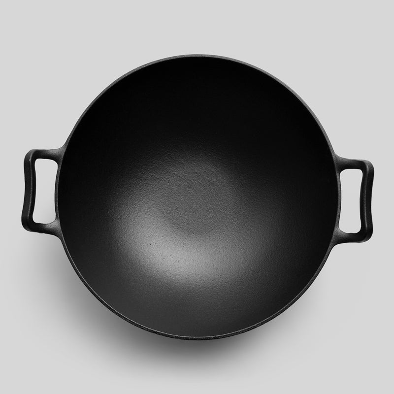 Pre Seasoned CAST IRON WOK 36cm with glass lid