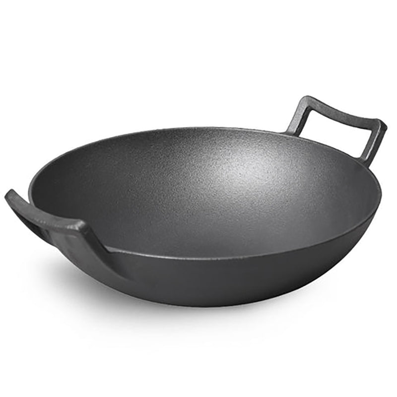 Pre Seasoned CAST IRON WOK 36cm with glass lid