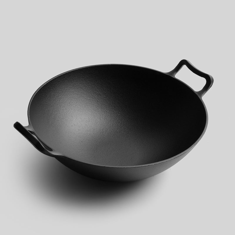 Pre Seasoned CAST IRON WOK 36cm with glass lid