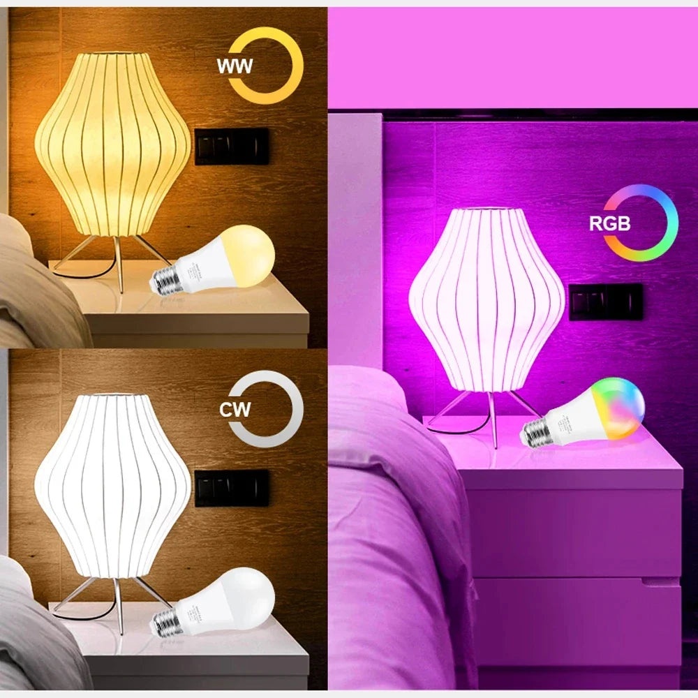 Tuya Zigbee 10W Smart Light Bulb E27 RGB LED Lamp Dimmable Timing with  Smart Life APP Voice Control for Google