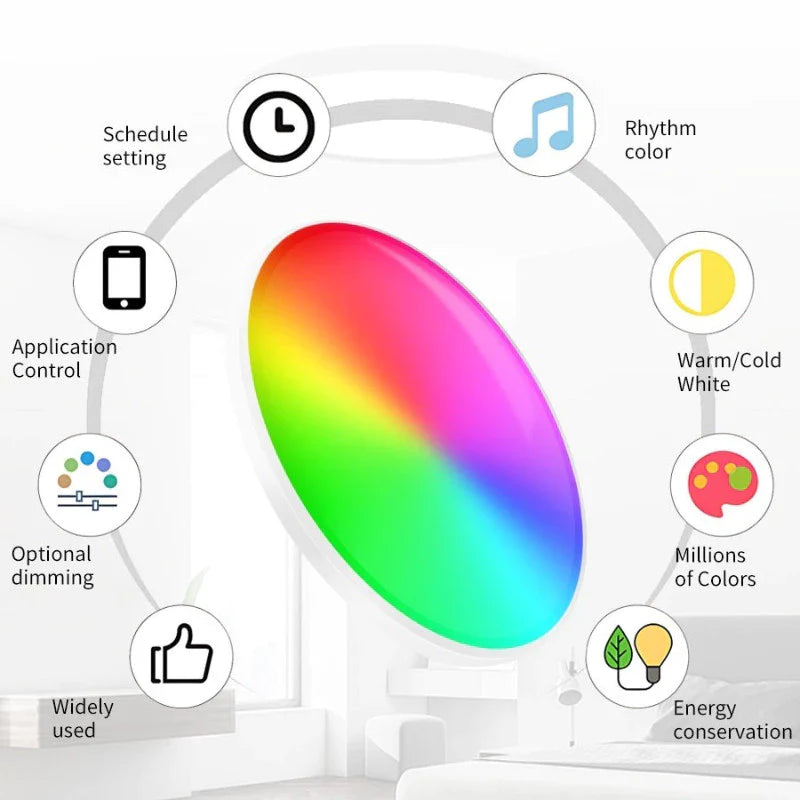 SMATRUL Tuya Wi-fi Smart Ceiling Light LED Bulb RGBCW 24W Dimmable Light - Works With Alexa Google Home (No remote)