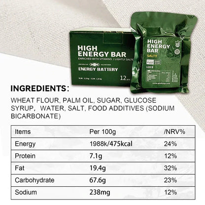 High Energy Bar 120g - Exp. Date  April 2045 - SALTY