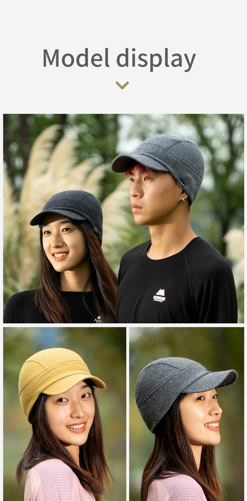 Aonijie OUTDOOR SPORTS WOOL CAP HAT M-40 -- BLACK