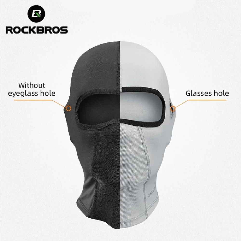 Rockbros Breathable CYCLING Face Mask with holes for Glasses Face/Head Cover -- BLACK