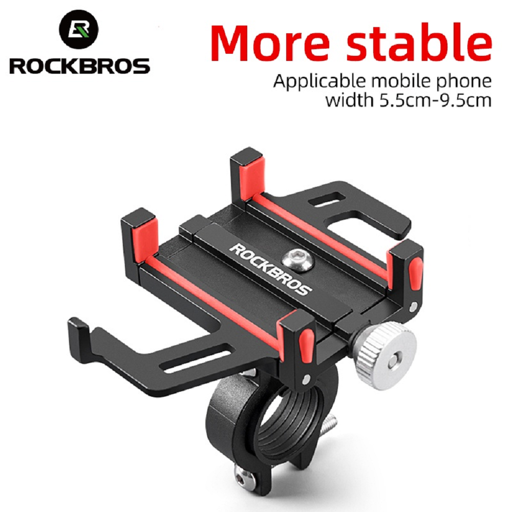 Rockbros Motorcycle Bicycle MOBILE PHONE HOLDER CNC Aluminum Alloy - BLACK