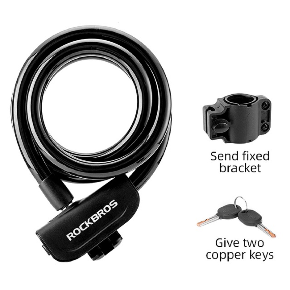 Rockbros Anti Theft BIKE LOCK Portable CABLE RING LOCK - BLACK