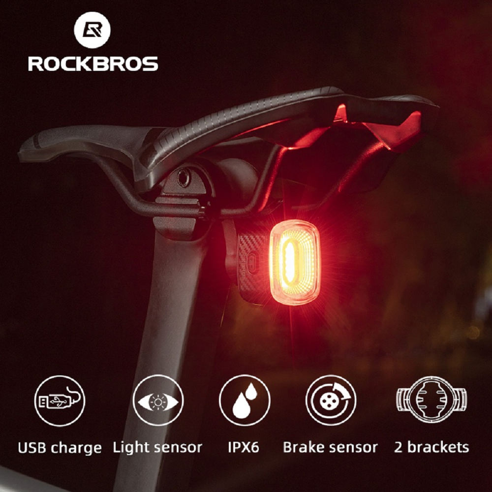 Rockbros BICYCLE Smart TAIL LIGHT LED USB Rechargeable Waterproof 5 Light Modes