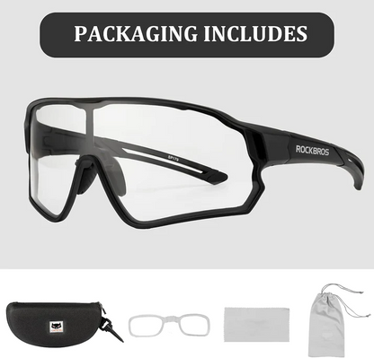 Rockbros PHOTOCHROMIC SPORTS GLASSES Cycling Outdoor UV400 - BLACK