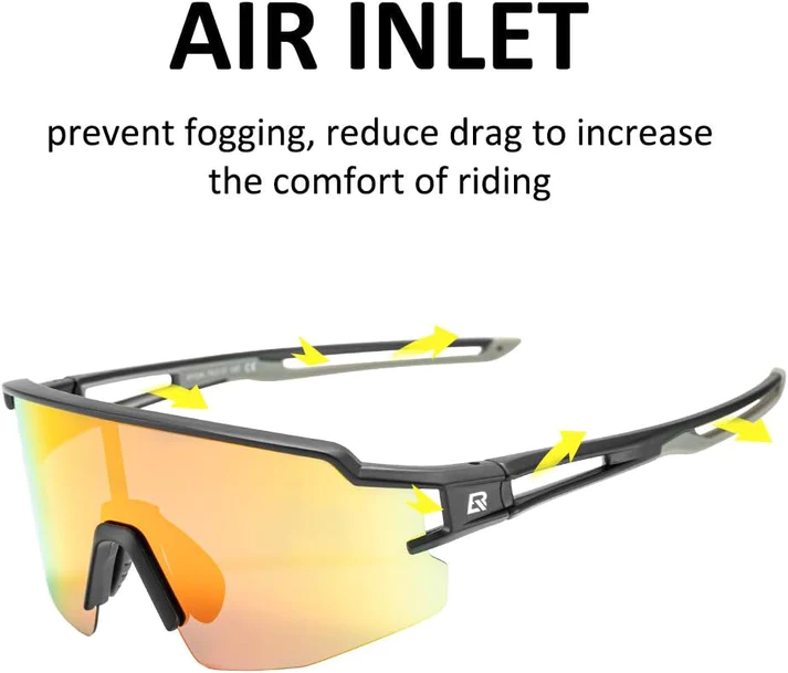 Rockbros Ultralight POLARIZED SPORTS GLASSES Cycling Outdoor 22g - BLACK YELLOW