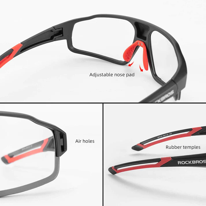 Rockbros PHOTOCHROMIC SPORTS GLASSES Cycling Outdoor UV400 Lens - BLACK