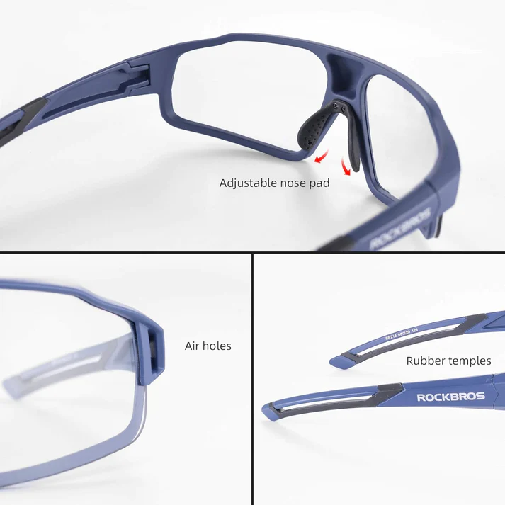 Rockbros PHOTOCHROMIC CYCLING GLASSES UV400 Lens - BLUE