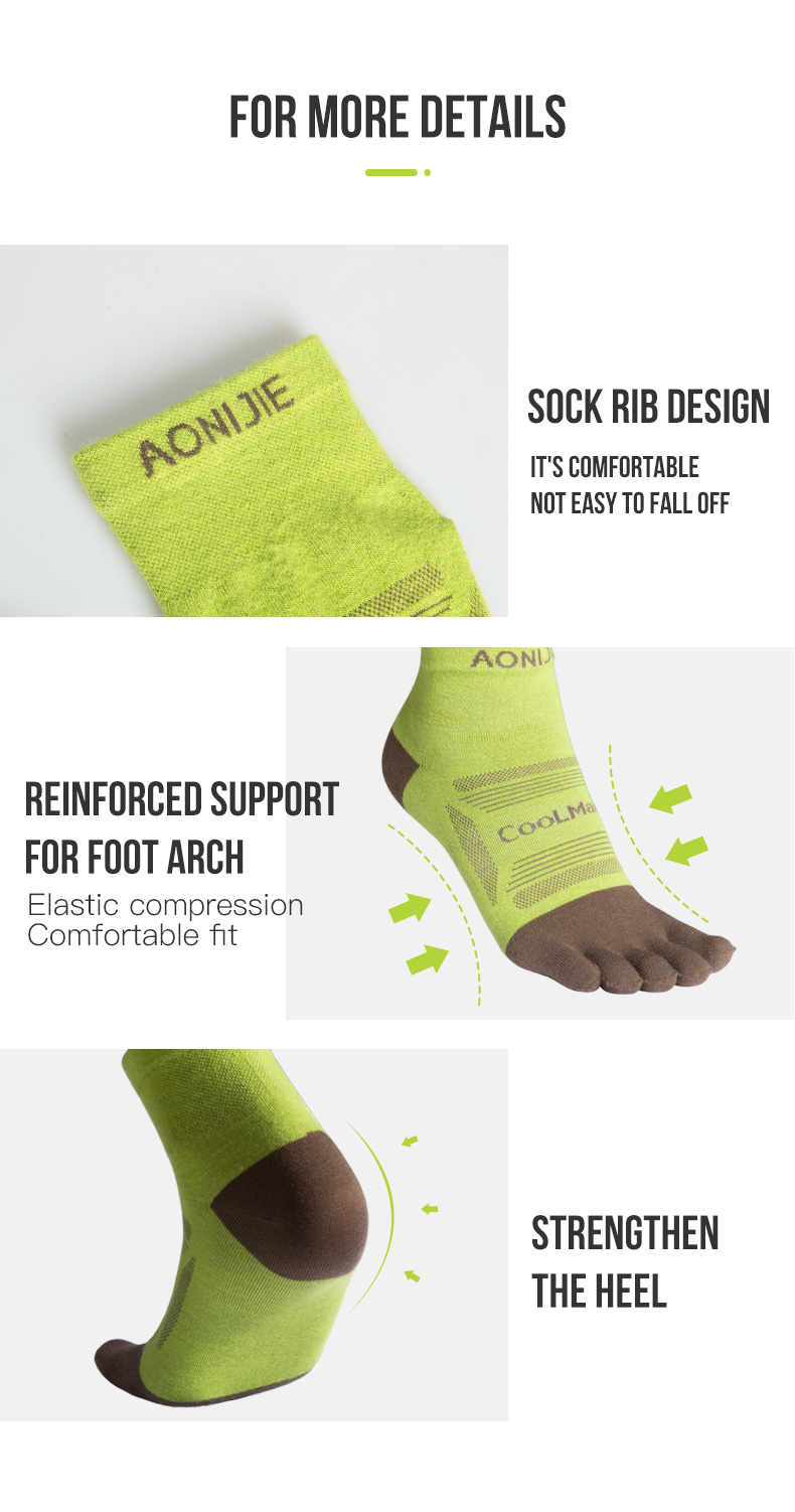 Aonijie  E4838 Running TOE SOCKS 3 Pairs - LARGE