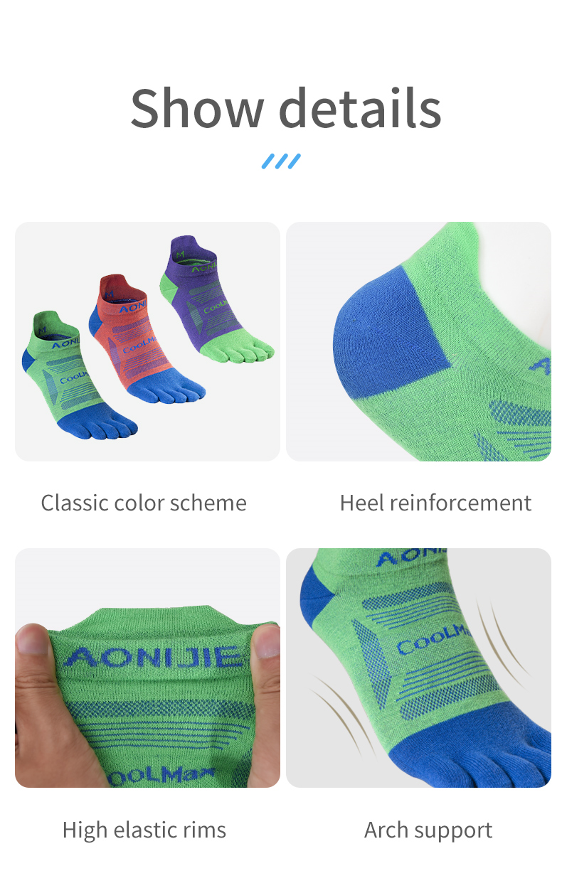 Aonijie  E4837 Low-Cut Running TOE SOCKS 3 Pairs - MEDIUM