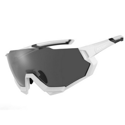 Rockbros CYCLING SPORTS GLASSES with Polarized 5 Interchangeable Lenses - WHITE