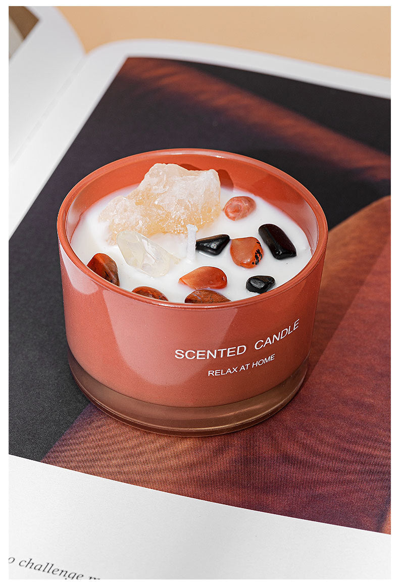 Citta Soy Wax Crystal Stone SCENTED CANDLE | Orange Amber Ebony w/ BOX