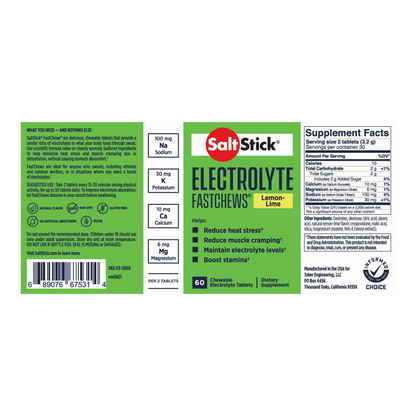 SaltStick FASTCHEWS - Lemon Lime - 60ct. Bottle