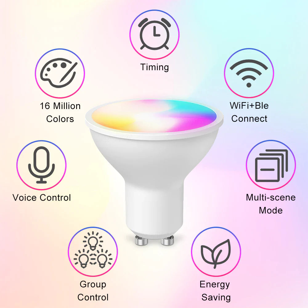 Tuya GU10 Wi-Fi Smart Light LED Bulbs Smart Life Remote Control Work with Alexa, Google Home