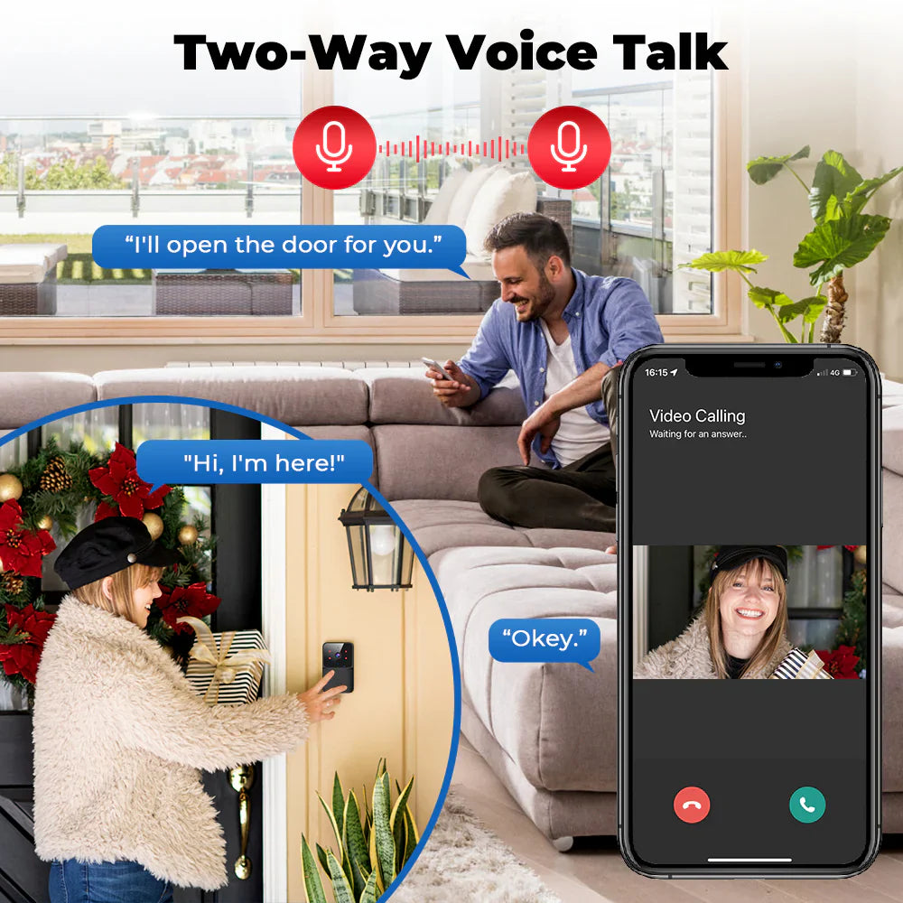 Smatrul Tuya Wireless Wi-Fi Doorbell Outdoor High-Definition Camera - BLACK [1 Button 2 Receivers]