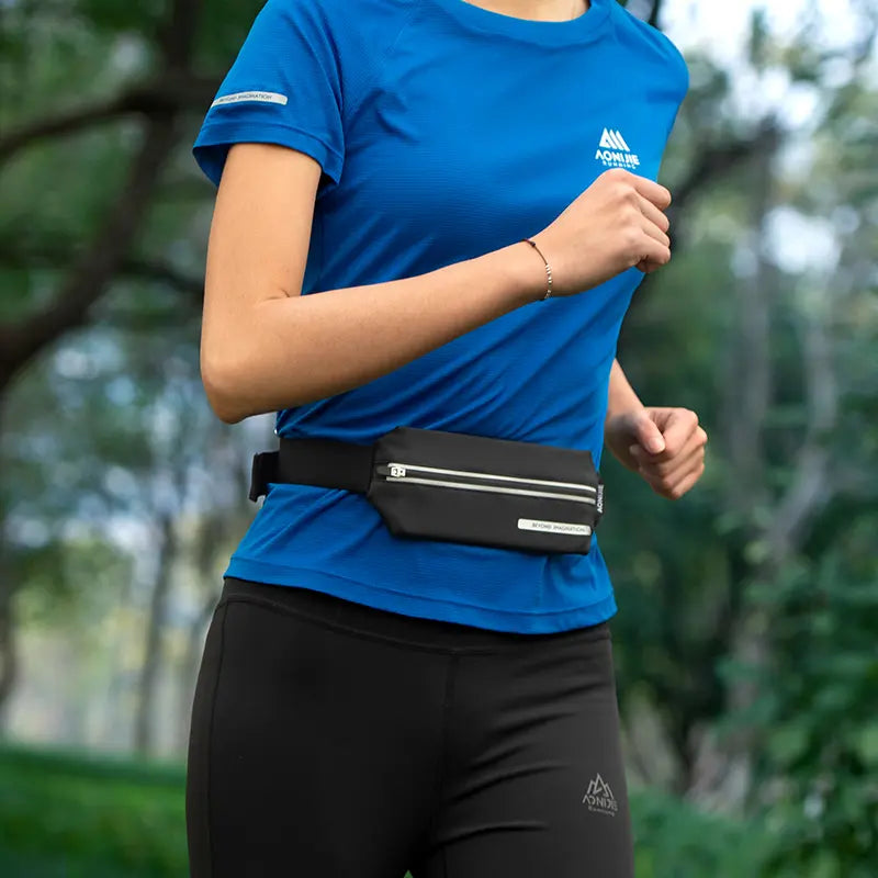 Aonijie W8129 Waterproof Sports Waist Bag Running Belt - BLACK