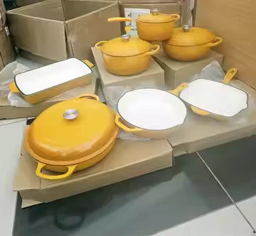 Happiness YELLOW ENAMEL CAST IRON KITCHENWARE - 7 PCS SET