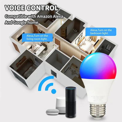 Tuya 9W E27 WiFi Light Bulb Smart Life LED 850LM RGB Lamp App Work with Alexa Google Home Dimmable Timer 110v 220v