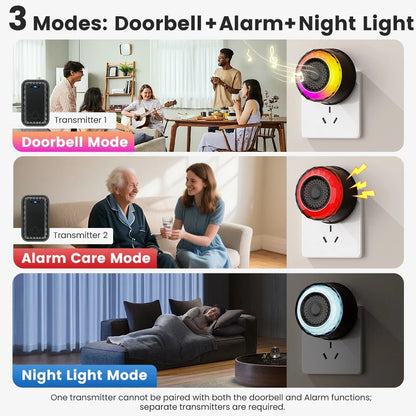 SMATRUL WIRELESS DOOR BELL - BLACK [2 BUTTONS / 3 RECEIVERS]