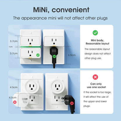 Tuya Smart Plug US Mini Smart Home Type-c Wi-Fi RF433 Outlet Timer APP Voice Works With Alexa Google Home 15A