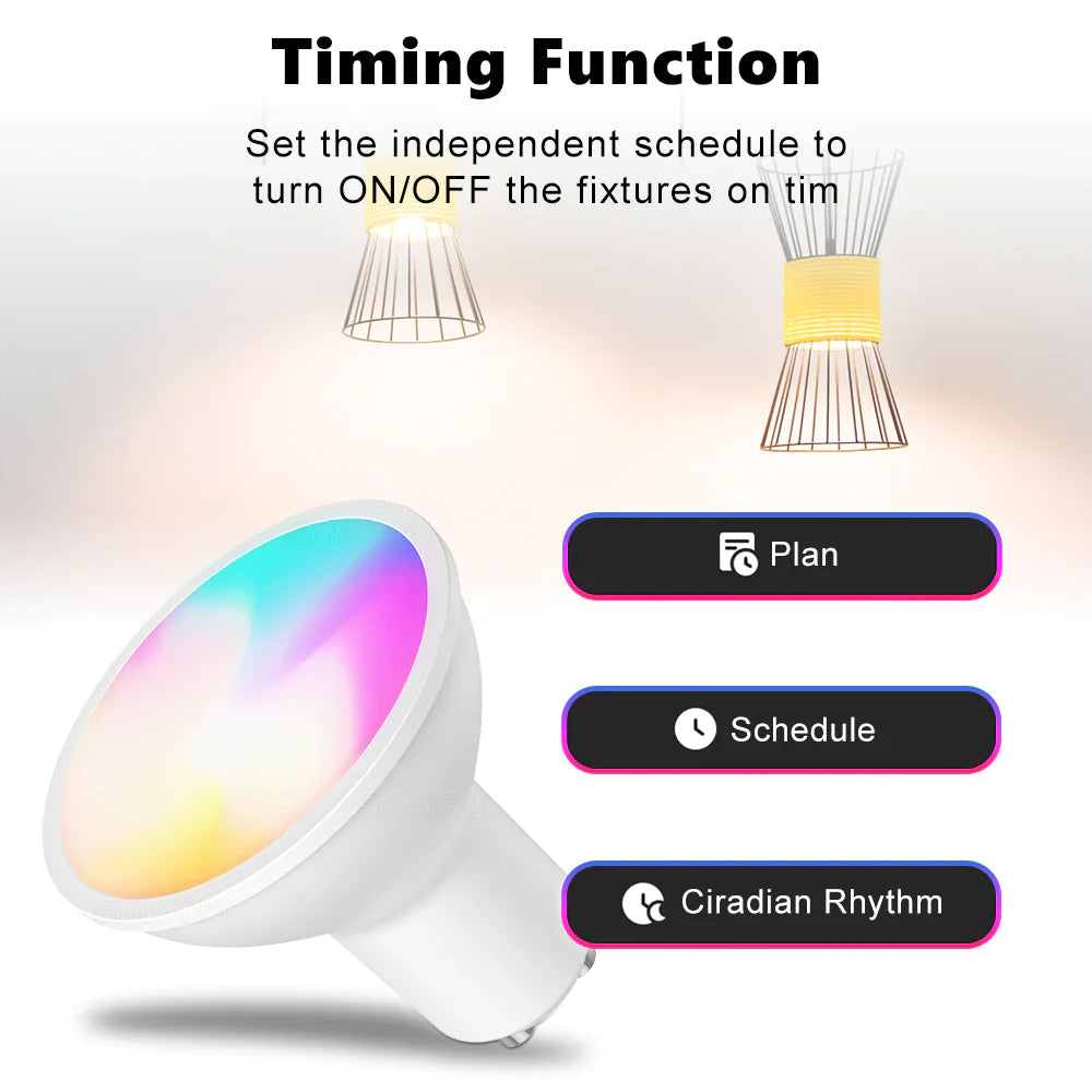Tuya GU10 Wi-Fi Smart Light LED Bulbs Smart Life Remote Control Work with Alexa, Google Home