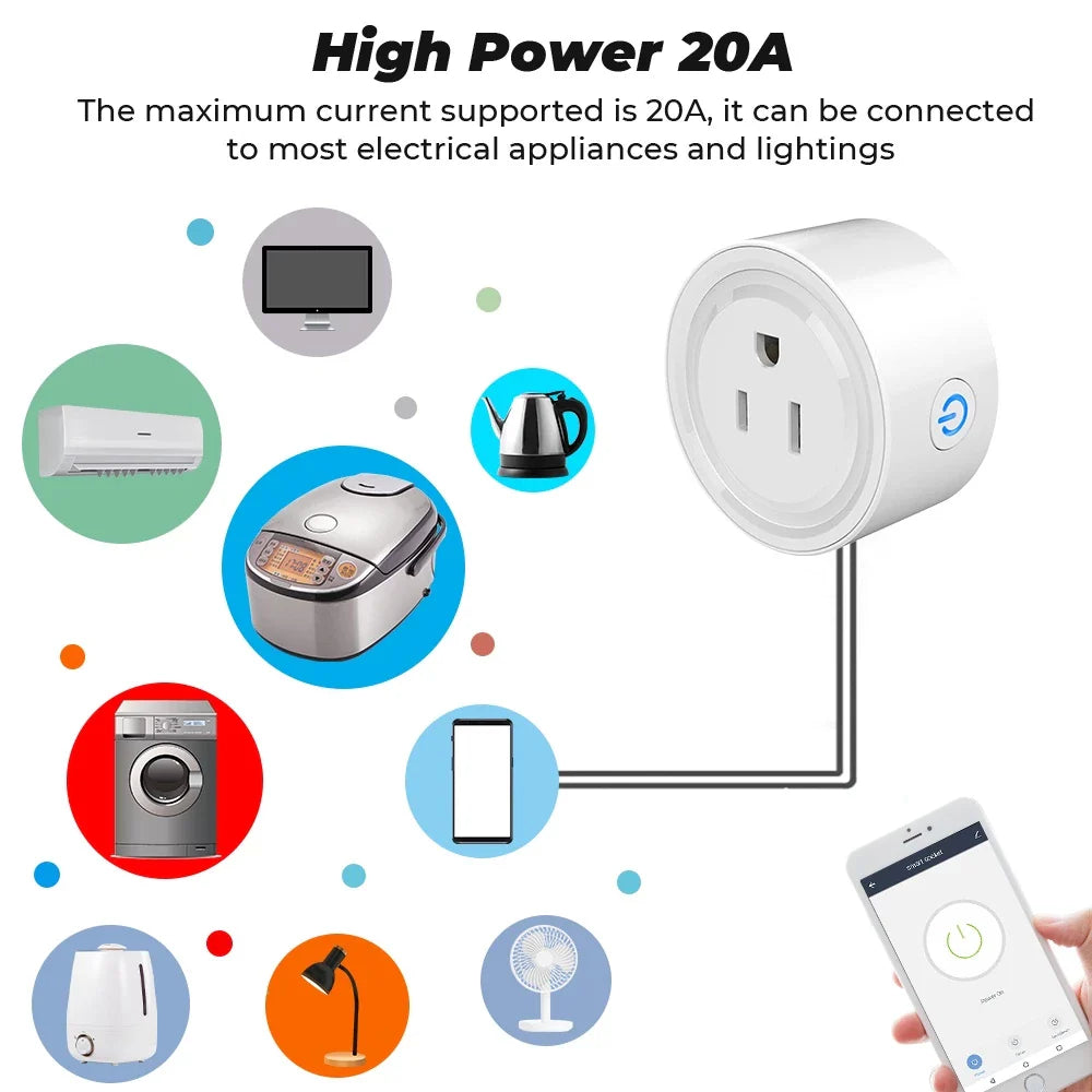 SMATRUL Power Monitor 20A Tuya Smart Zigbee Socket Plug US Wireless Control Outlet