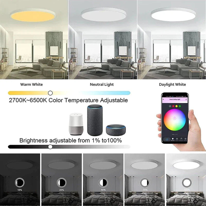 SMATRUL Tuya Wi-fi Smart Ceiling Light LED Bulb RGBCW 24W Dimmable Light - Works With Alexa Google Home (No remote)