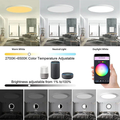 SMATRUL Tuya Wi-fi Smart Ceiling Light LED Bulb RGBCW 24W Dimmable Light - Works With Alexa Google Home (No remote)