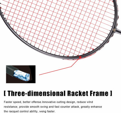 ALP SPORT 1pc BLACK XHP - ALP XHP 6U G4 Carbon Fiber Badminton Racket Flexible & Lightweight With Grips Full Carbon Rackets- Black