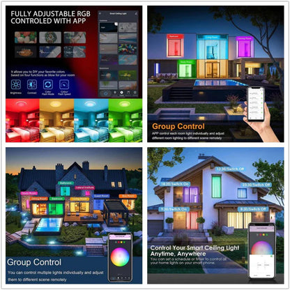 Tuya Wifi Smart Ceiling Light Led Bulb RGBCW 24W Dimmable Light Smart Life Remote Control Works With Alexa Google Home