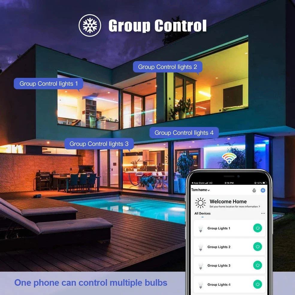 Tuya 10W E27 Wi-Fi Light Bulb Smart Life LED 850LM RGB Lamp App Work with Alexa Google Home Dimmable Timer 110v 220v